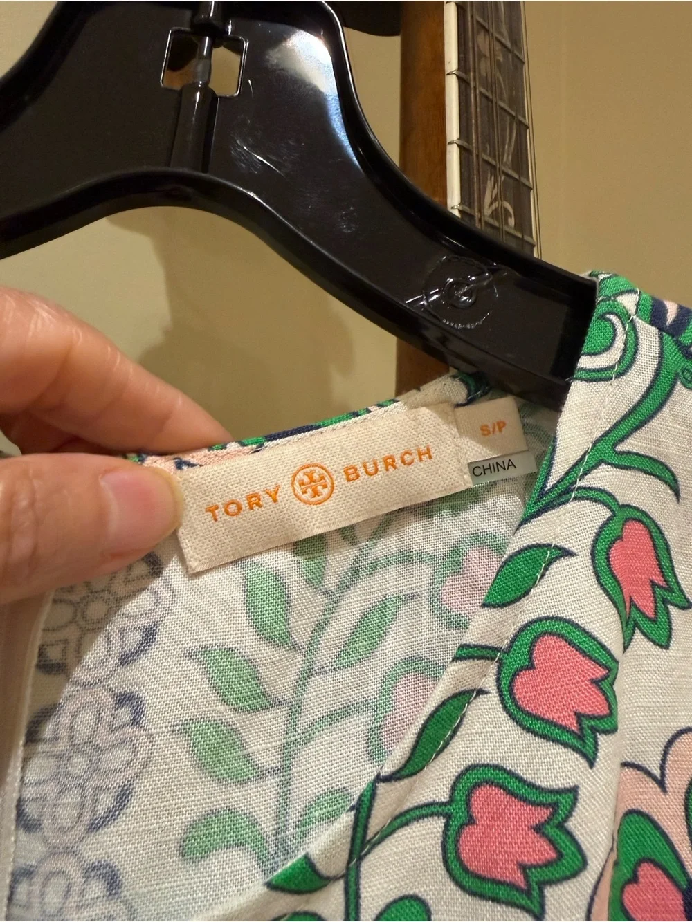 Tory Burch Green, White & Purple Printed Sleeveless Shift Dress
